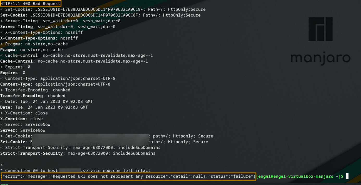 Expected result of curl Bad request is positive in this case