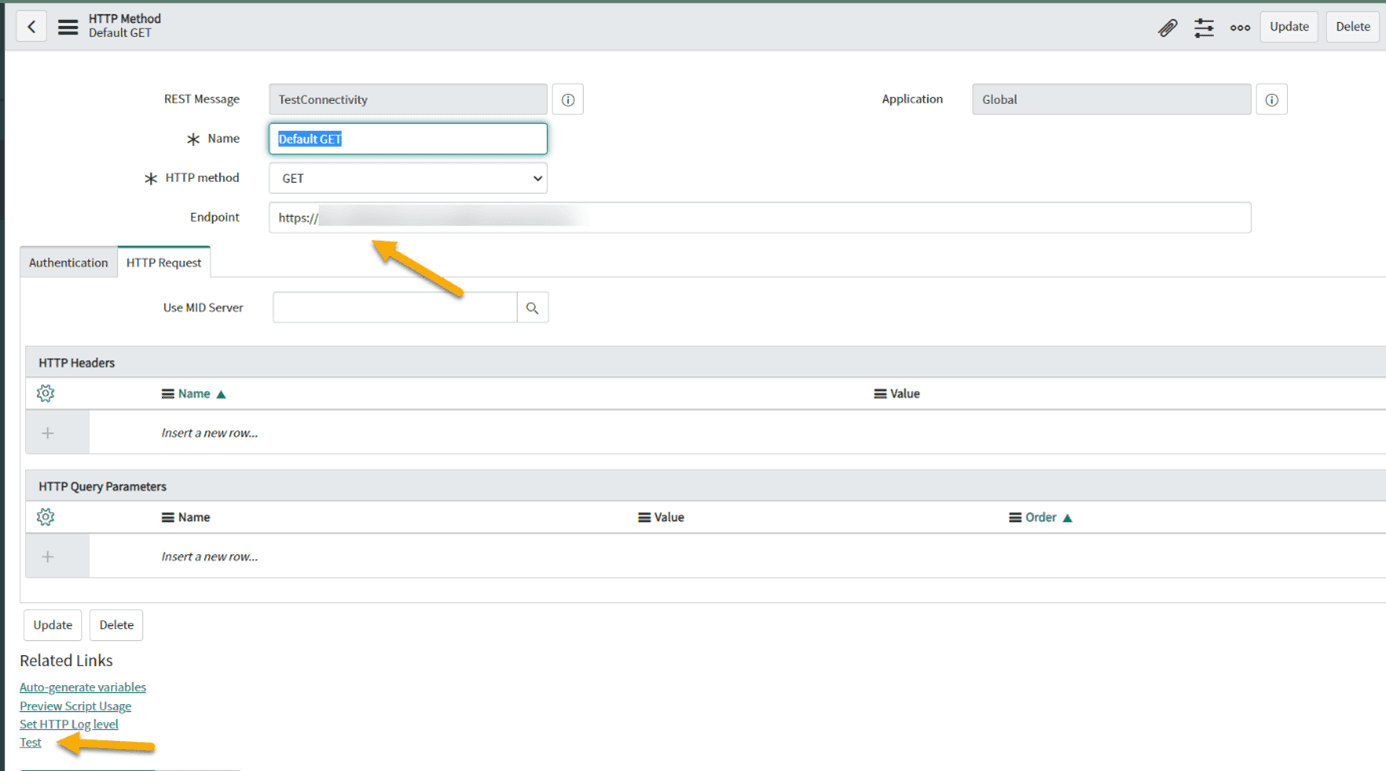 The HTTP method "Defaul_GET" is automatically created by ServiceNow