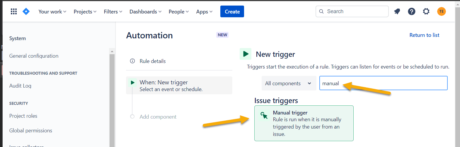 manual trigger