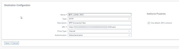 destination configuration