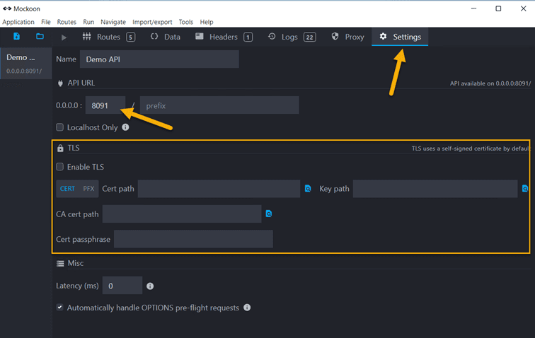 Run Mockoon on the middleware server