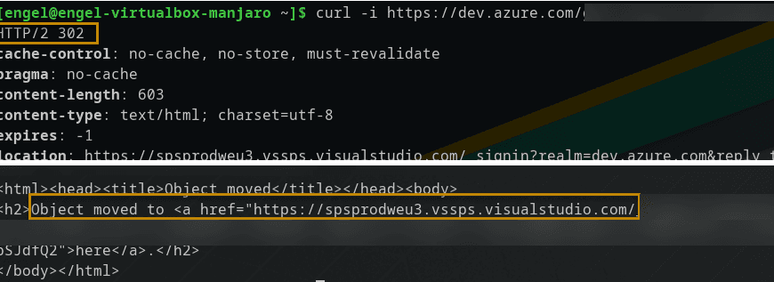 Erwartetes Ergebnis für curl