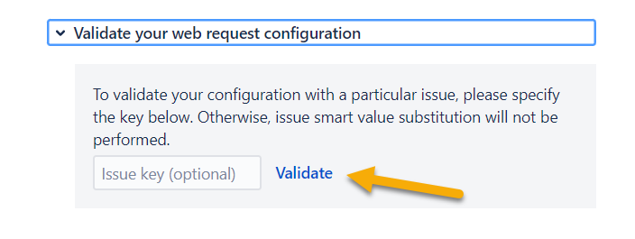Validate web request configuration
